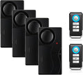 Mengshen Wireless Anti Theft Vibration Door Window Alarm Motion Sensor with 2 Remote Control Burglar Alarm for Bicycle EBikes Scooter Car 110dB Loud (4 Sensors with 2 Remote Control)