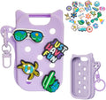 Silicone Spray Holder for Touchland, Compatible with Power Mist 1 FL Oz/30ML, Croc-Style Touchland Holder (Purple Case Summer Charms)