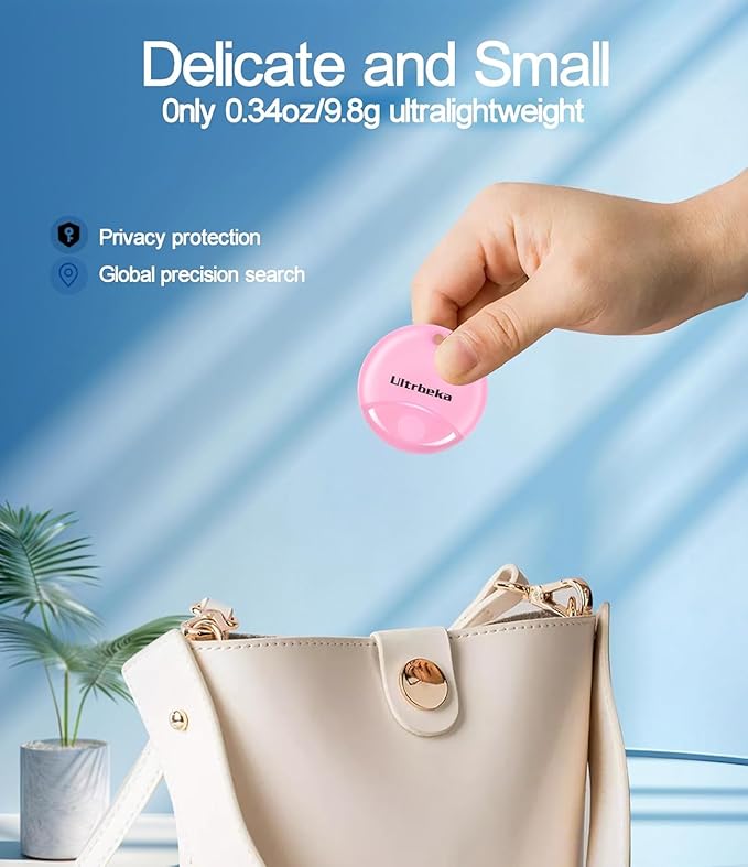 Ultrbeka Air Tracker Tag 4 Pack Bluetooth Item Finder for iPhone – MFi Certified Smart Tracker Compatible with Apple Find My, Replaceable Battery, IP67 Waterproof Key Finder for Keys, Wallet, Luggage