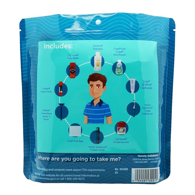 Handy Solutions 10 Piece Resealable Men's Travel Kit