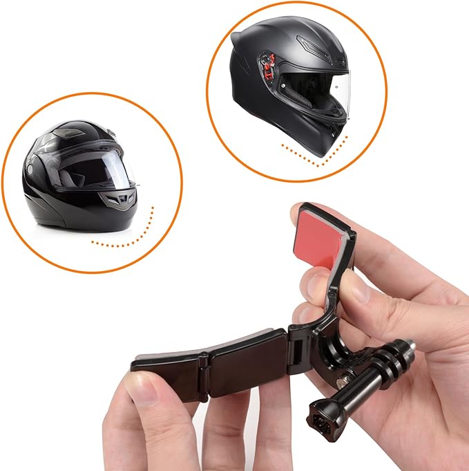 Motorcycle Helmet Chin Mount Kits with Adhesive Curved Pads Compatible with GoPro Hero 13, 12, 11, 10, 9, 8, 7, (2018), 6 5, Hero Black, Session, Xiaomi Yi, SJCAM, Campark (Version A)