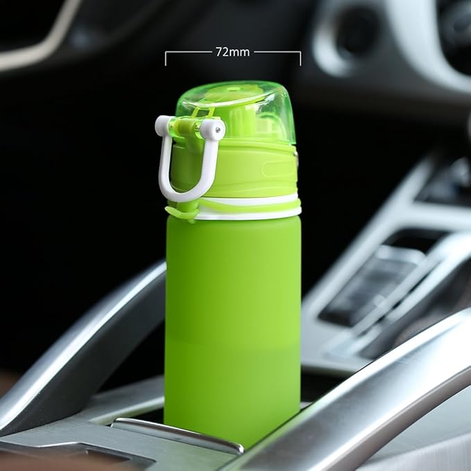 Valourgo Collapsible Water Bottle, Silicone Foldable with Leak Proof Valve BPA Free, Aqua Blue, 21 oz