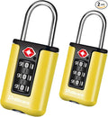 2 Pack TSA Approved Luggage Locks, Combination Travel Padlock, 3-Digit Waterproof Lock, TSA Outdoor Keyless Resettable Lock for Lockers, Bags, Backpack, Gym, Gate-Yellow