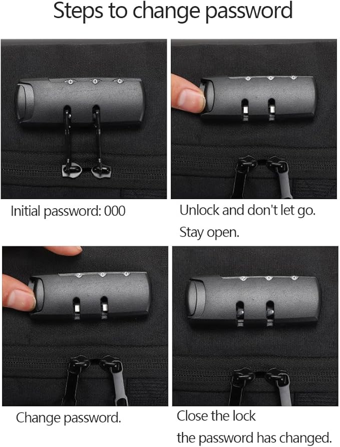 Anti Theft Backpack USB Bag for Men Hardshell Laptop Pack Trip Men's Travel Backpack Password Lock Bookbag (black)