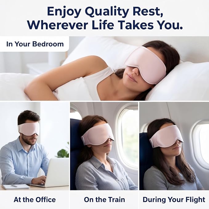 100% Blackot Weighted Sleep Mask: 3D Contoured Eye Mask with Blackout Eye Covers - Soft Memory Foam Padding,Full Coverage Blindfold for Dorm Nap and Travel Essential, Late Study Night Use