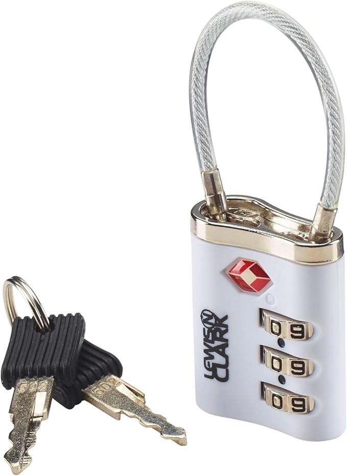 Lewis N. Clark Travelsentry 3-Dial Combo Lock with Keys, White, One Size