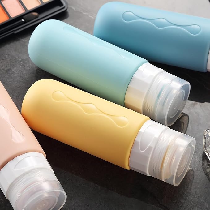 Leak-proof travel toiletries bottle, refillable with shampoo, conditioner, lotion, and shower gel (multi-color).