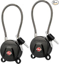 Forge TSA Approved Luggage Locks Ultra-Secure Dimple TSA006 Key Travel Locks with Zinc Alloy Body- Black 2 Cable Locks