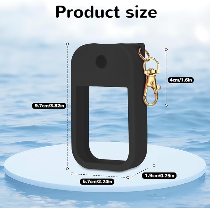 Hand Sanitizer Spray Case Compatible with Touchland Power Mist 1 oz – Silicone Case with Keychain for Touch Land Mist 1 fl oz（30 ml）, Hand Sanitizer Accessory for 1 fl oz (Black, 1 Pack)