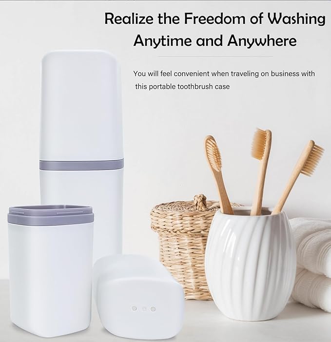 SietDESEO Toothbrush Travel Case Portable Travel Toothbrush Holder Toothbrush and Toothpaste Travel Case for Camping Business School Trip Home Toothbrush Travel Containers(White)