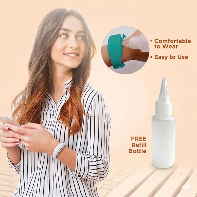 SaniStrap Silicone Hand Sanitizer Wrist band, Refillable Travel Sanitizer Dispenser for Skincare and Hygiene, Lightweight, Leak Proof Wrist Band (White)