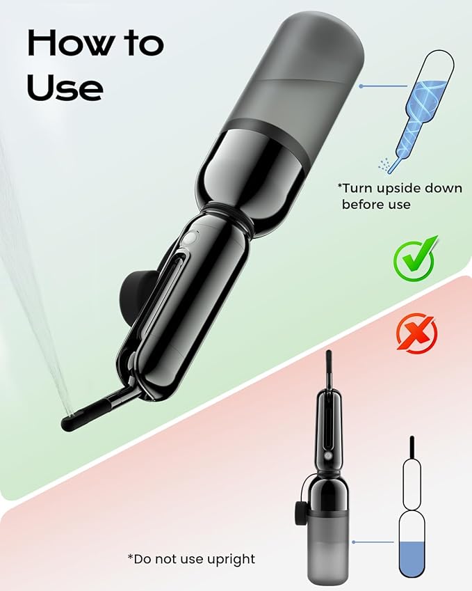 ESSAGER Portable Bidet for Travel, Foldable & Rechargeable Handheld Sprayer–Waterproof with 2 Pressure Modes, 350ml Expandable Bottle for Women, Men, Baby, Postpartum & Personal Hygiene(Black)