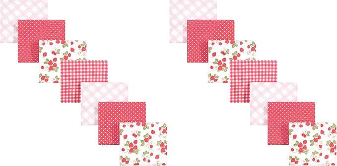 Hudson Baby Unisex Baby Cotton Flannel Receiving Blankets Bundle, Strawberries, One Size (Pack of 2)