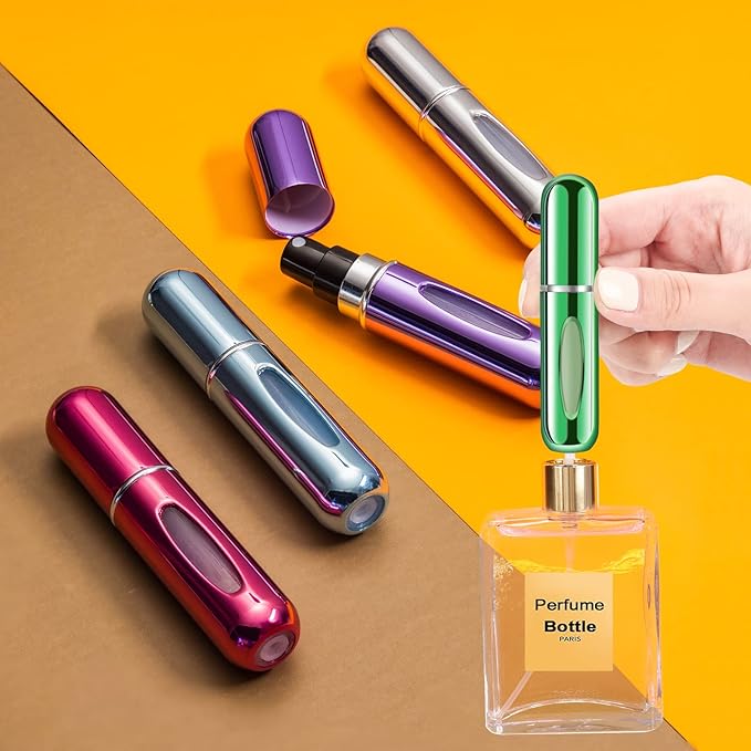 Yamadura Portable Mini Refillable Atomizer Perfume Bottle, 5ml Refillable Atomizer Perfume Spray, Scent Pump Case for Traveling and Outgoing (4 Pack)