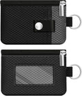 Minimalist RFID Blocking Small Wallet with ID Window,WaterResistant Zip Id Case Wallet with Lanyard Keychain for Cards,Cash,Travel,Women,Men (Black/DarkGrey)
