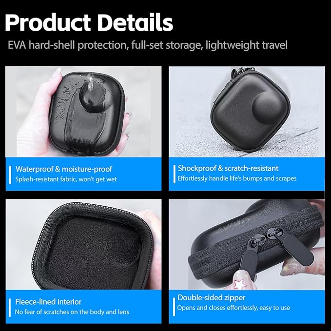 Osmo Nano Accessories Kit, Mini Carrying Case for DJI Osmo Nano PU Portable Storage Bag, 2pcs Silicone Lens Cap, Lens Screen Protectors (4 Pack) Comatible with DJI Nano Camera