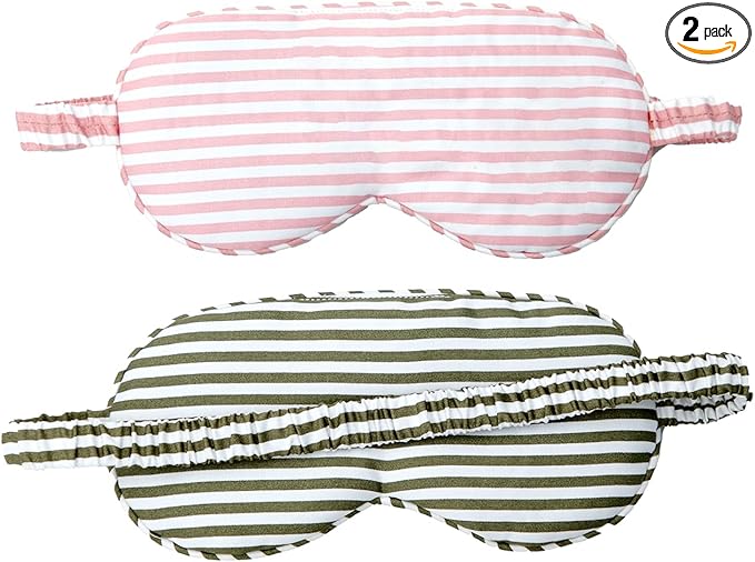 HBHLFZ Sleep Mask 2 Pack - Bamboo Viscose Fiber Sleeping Eye Mask - with Elastic Band/Headband - Comfort Sleeping Shade - for Nighttime Sleeping, Traveling & Napping（Pink，Green）