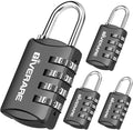 GIVERARE 4 Pack Combination Lock, 4-Digit Padlock Keyless, Resettable Luggage Locks for Backpack, Gym & School & Employee Locker, Weatherproof Travel Lock for Fence, Backyard Gate, Hasp, Case-Black