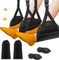 CushZone Airplane Foot Hammock, Foot Rest for Under Desk at Work, Length Adjustable Airplane Foot Rest, Travel Essentials with Eye Mask and Earplugs, Desk Foot Hammock to Relax Your Feet(2 Sets)
