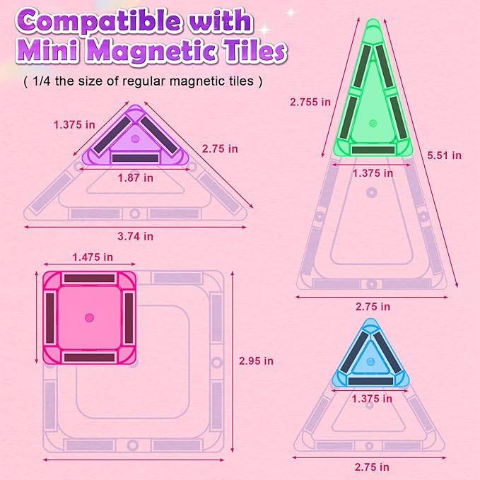 Magnetic Tiles Mini Travel Toys Set for Kids, Magnetic Blocks Building Toy Preschool Classroom Must Haves, Montessori Sensory Outdoor Kids Toys for Toddlers 3+ Year Old Girls Boys Travel Essential