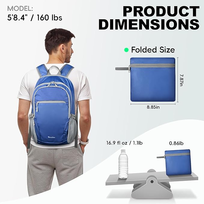 Seektop Lightweight Packable Hiking Backpack Waterproof Expandable 20L-28L for Women Men, RFID Day Pack for Travel & Camping