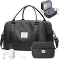 Vacuum Travel Bag for Women with Air Pump, Personal Item Carry on Bags with Seal Compression Pocket for Airlines, Weekender Overnight Bag for Women with Toiletry Bag，Black