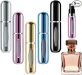 opasyo 5 Pcs Mini Refillable Perfume Portable Atomizer Bottle, 5ml Bottom-Fill Perfume Spray Scent Dispenser, Leak-Proof Travel Pump for Cologne, Aftershave & Purse (Silver/Pink/Gold/Blue/Black)
