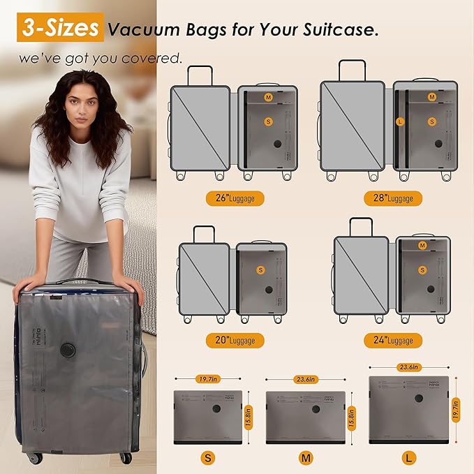 Rechargeable Wireless Pump Travel Vacuum Bags, 12 Pack Portable Storage Bags for Travel and Home, Compression Packing Seal for Clothing, Clothes, Blankets, Luggage, Suitcase
