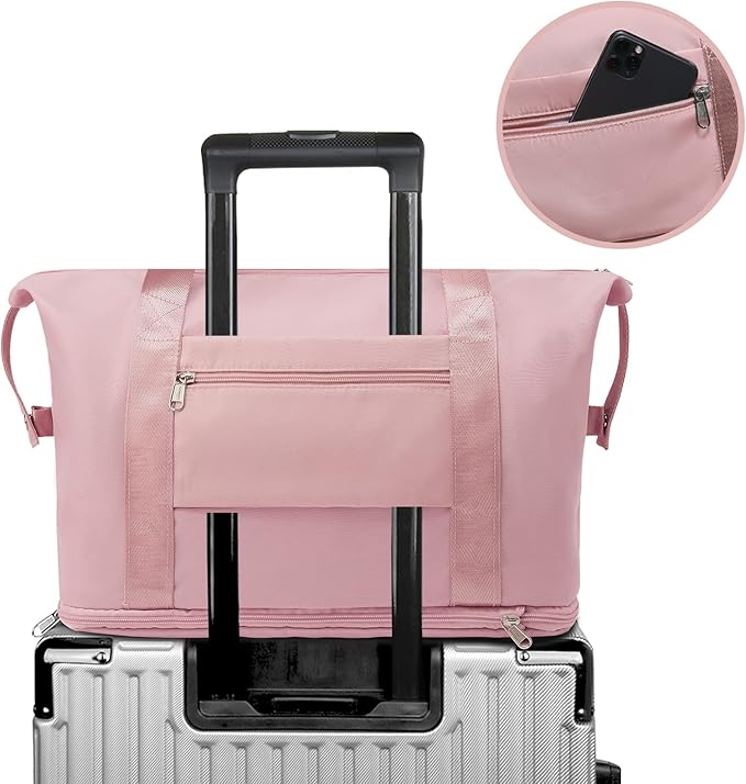 ZGWJ Travel Tote Bags, Expandable Overnight Weekender Bag for Women Foldable Carry-On | Expandable, Overnight, Foldable, Carry-On