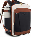 LOVEVOOK 40L Travel Backpack for Women & Men, Airline Approved Carry On Backpack, TSA Personal Item Bag fits 17.3 Inch Laptop, Waterproof Weekender Overnight Bags Suitcase for Work, Black-Brown-Beige