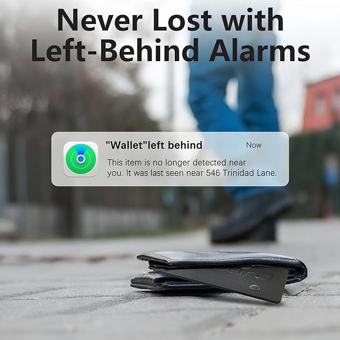 Ultra-Thin Air Tag 0.07in Wallet Tracker (Both iOS and Android) IP68 Bluetooth GPS Tracker for Bags Passport Works with Find My (Apple MFi Certified) & Google Find My Device - 5 Year Battery Life