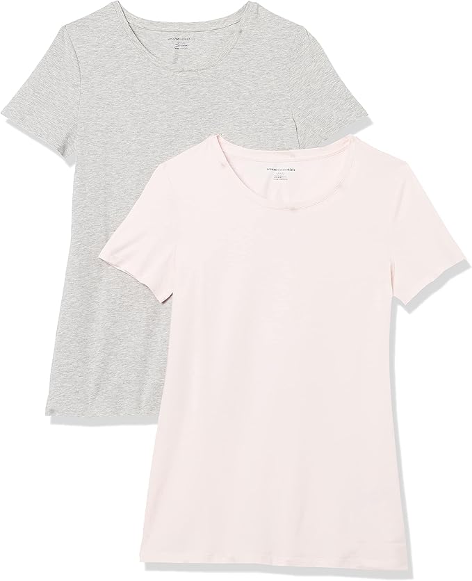 Amazon Essentials Women's Regular-Fit Short-Sleeve T-Shirt (Crewneck and V-Neck Options), Multipacks