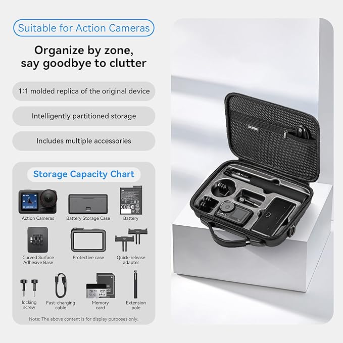 Action Camera Accessories Adventure Kit, Includes Helmet Mount, Chest Strap, Head Strap, Selfie Stick, Handlebar Mount, Floating Hand Grip, Lens Cover, Cleaning Cloth (USB Cable Included)