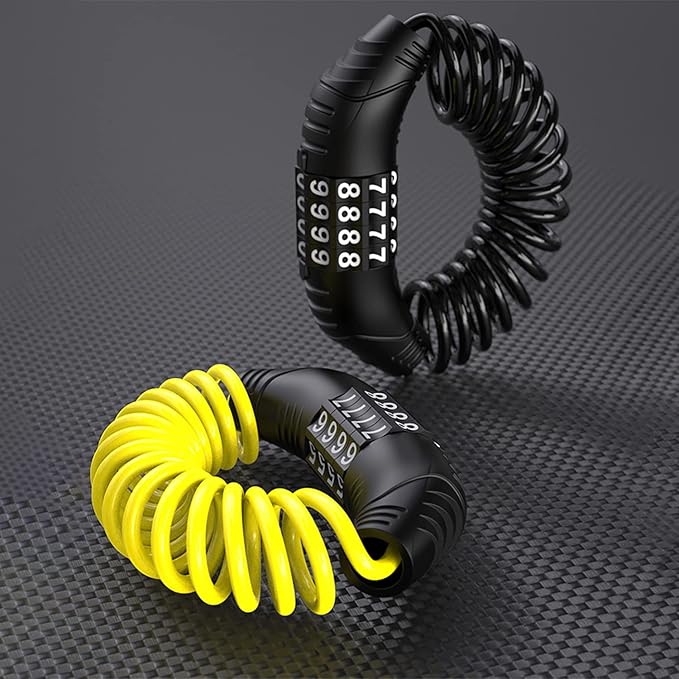 Windance 2pcs Motorcycle Helmet Lock Cable, Anti-Theft Retractable Luggage Lock with 4 Digit Password Combination Security Lock (Black+Yellow)