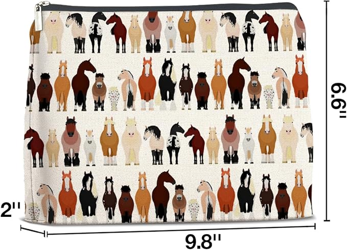 LyoGao Horses Gifts Makeup Bag, Horses Gifts for Animal Lovers Teen Girl Horse Stuff Cosmetic Bag