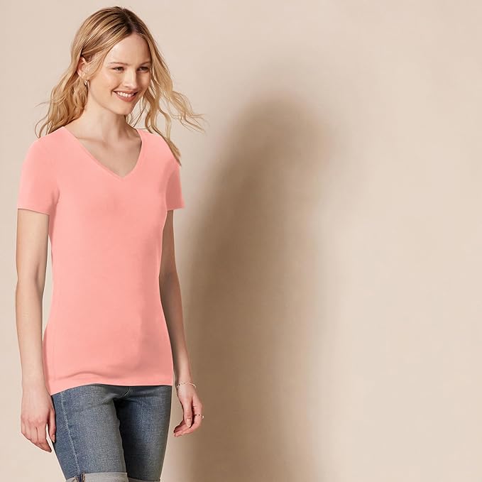 Amazon Essentials Women's Regular-Fit Short-Sleeve T-Shirt (Crewneck and V-Neck Options), Multipacks