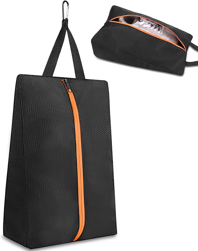 TOBWOLF Smell Proof Shoe Cleat Bag, Waterproof Golf Shoes Bag with Zipper and Handle for Packing in Suitcase, Sport Shoes Storage Bags for Travel, Running, Gym, Soccer, Car Shoe Organizer