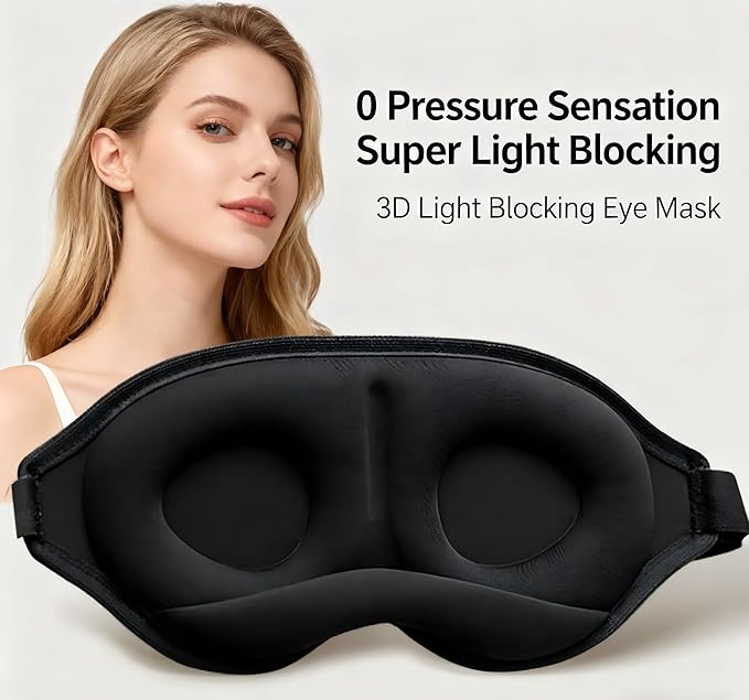 YA Ming 3D Eye Mask for Sleep with Nose Bridge, Adjustable Memory Foam Sleep Mask for Travel, Airplane Flight Essentials