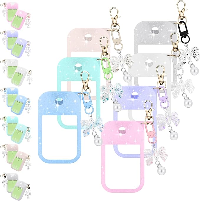 Silicone Case Compatible with Touchland Hand Sanitizer Spray Mist 1 oz with Bow Keychain