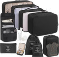 Packing Cubes 11 Set, Suitcase Organizers, Luggage Organizer Bags, with Toiletry Bag, Travel Essentials, Black