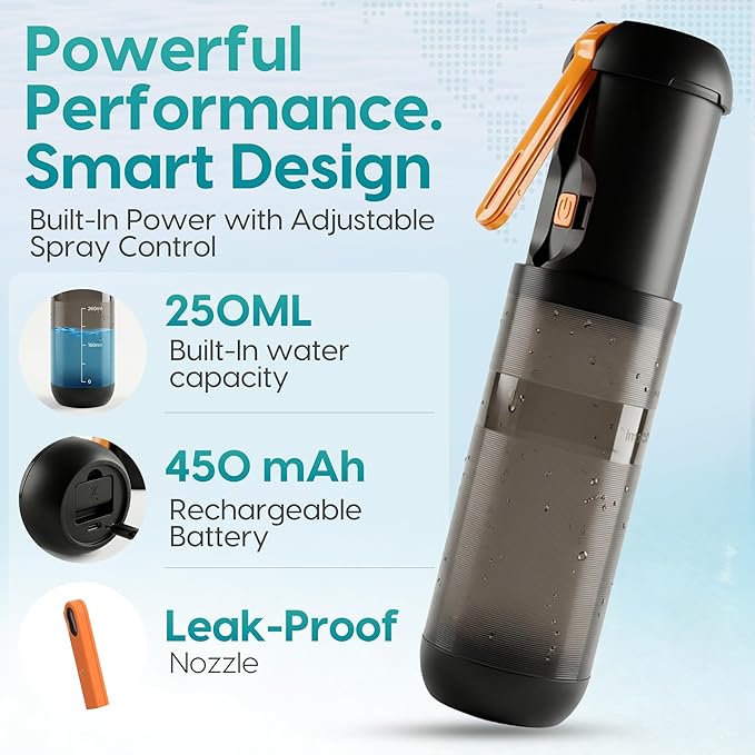 Portable Travel Bidet - Rechargeable Electric Handheld Bidet Sprayer with USB-C Charging & LED Indicator - Waterproof Bidet Bottle for Travel, Camping & Bathroom Use