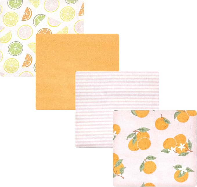 Hudson Baby Unisex Baby Cotton Flannel Receiving Blankets, Citrus Orange, One Size