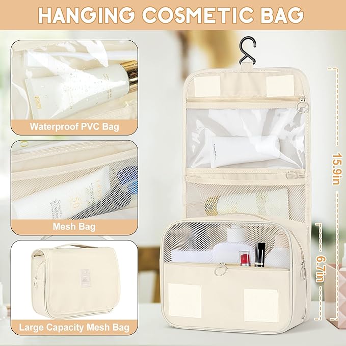 10 Set Packing Cubes for Travel, Travel Packing Cubes with Hanging Toiletry Bag and Shoe Bag, Suitcase Luggage Organizer Bags for Travel Essentials Women Men