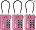 ANVIL TSA Approved Luggage Locks, 4 Digit Combination Travel Suitcase Locks with TSA008 Core and Open Alert Indicator, Zinc Alloy Body. (3, Rose Purple)