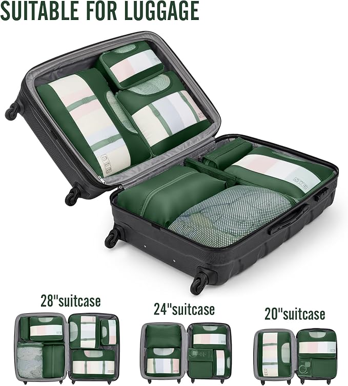Veken 10 Set Packing Cubes for Travel Essentials, Suitcase Organizer Bags in 4 Sizes, Carry-On Luggage Accessories with Large Laundry Bag & Passport Holder, Must-Have for Airplane, Road Trip & Camping
