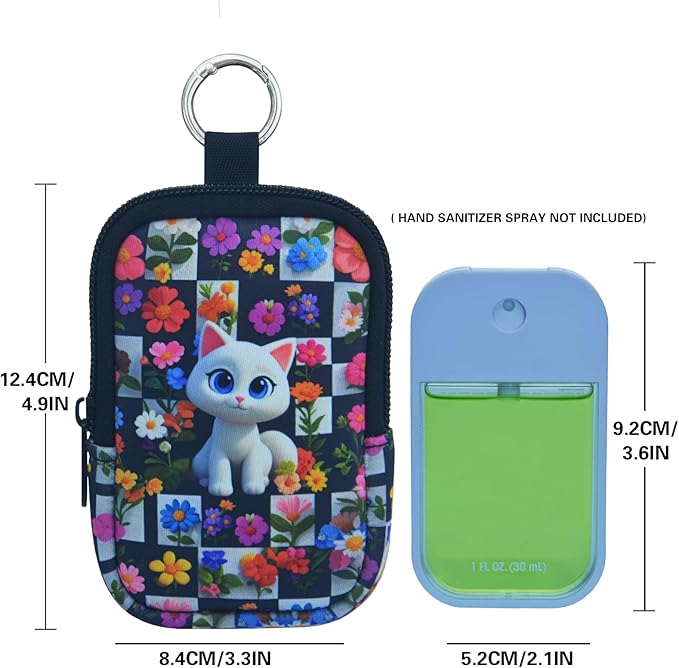 Neoprene Hand Sanitizer Holder Compatible with Touchland, Shockproof Protective Sleeve with Zipper & Snap Hook, Travel Case