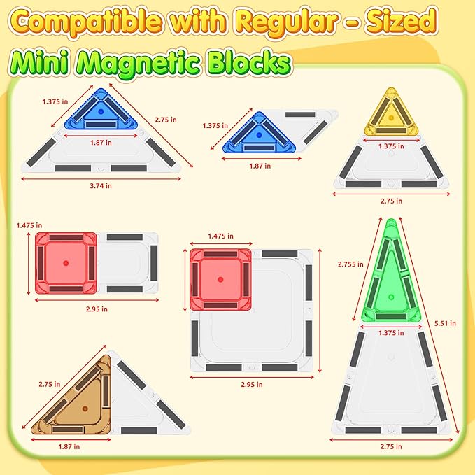 65PCS Mini Travel Magnetic Tiles with Case Set Toddler Essentials Toys, Magnetic Building Blocks Kids Games Sensory Montessori Education Learning Toys for 3+ Year Old Boys Girls Birthday Gifts