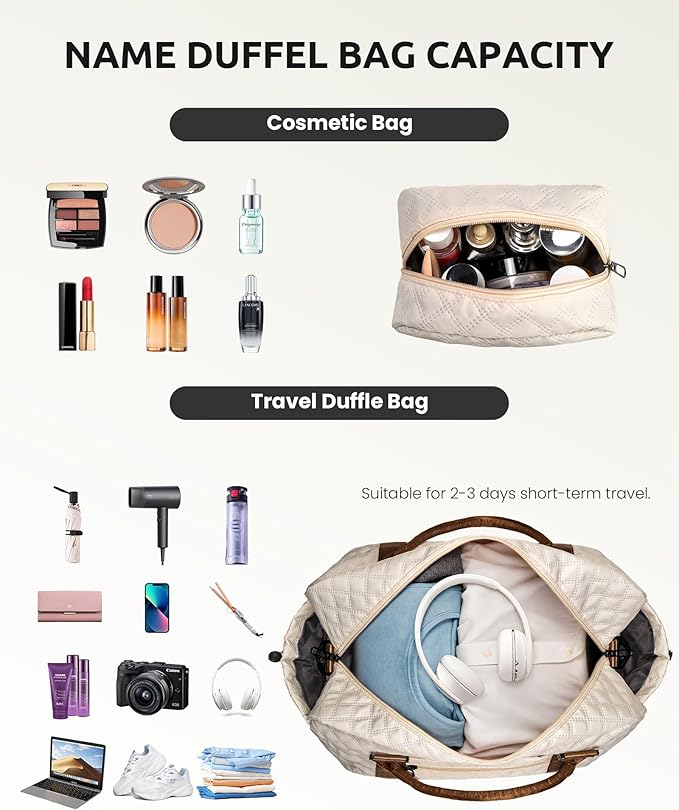 Sweet 16 Gifts for Girls-Duffle Travel Bag, Weekender Bag with Shoulder Strap, Monogram Overnight Bag for Women Wet Pocket, Letter Travel Bag with Makeup Bag Gifts for family (Letter Z)
