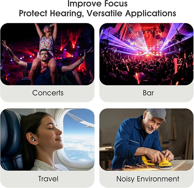 Ear Plugs for Sleeping, 95dB Silicone Ear Plugs for Noise Reduction, Reusable Sleeping Noise Cancelling Earplugs for Snoring, Concert & Shooting Ear Protection with 6 Eartips(Charcoal Gray)