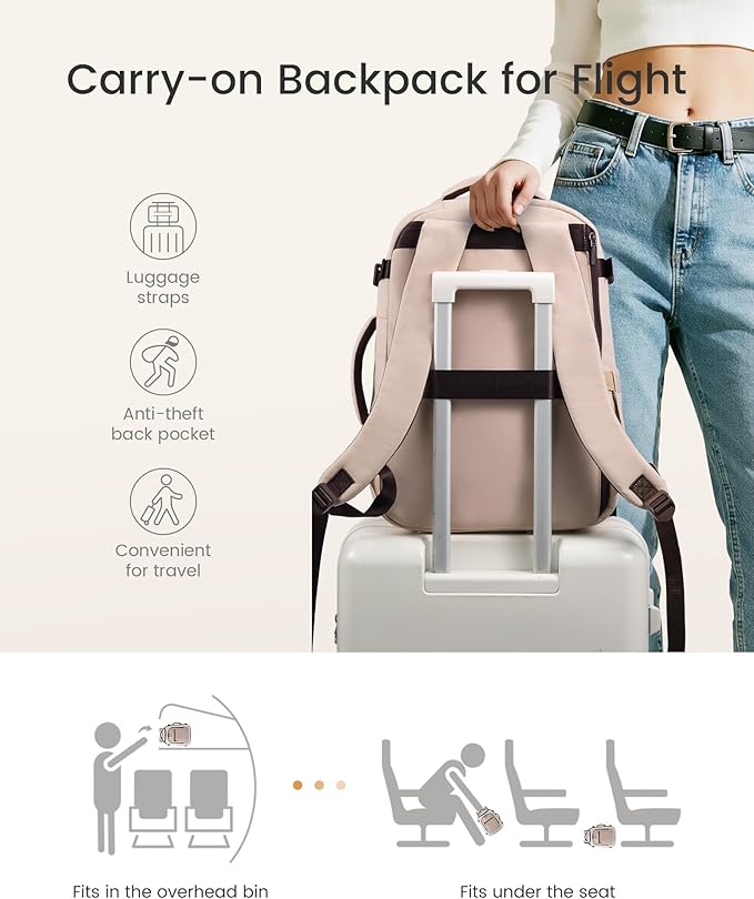 LOVEVOOK 50L Travel Backpack for Women & Men,Airline Approved Carry On Backpack with 3 Packing Cubes,TSA Waterproof Personal Item Bag, Weekender Overnight Essentials Backpacks fits 20" Laptop